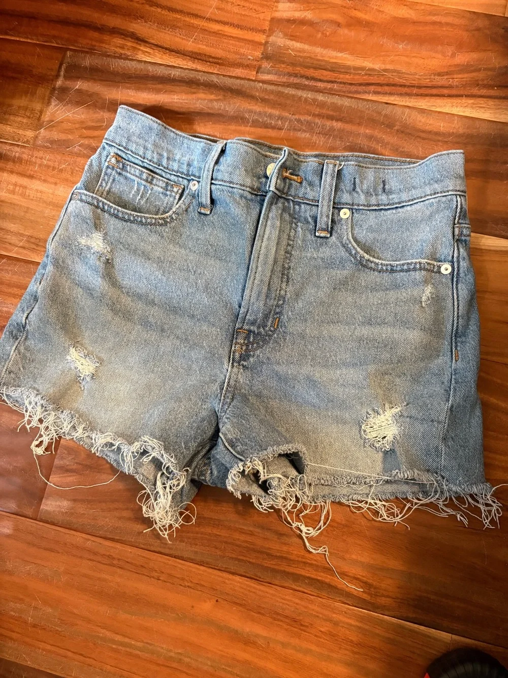 Madewell The Perfect Jean Short Distressed Raw Hem Denim Shorts Size 28 (435)